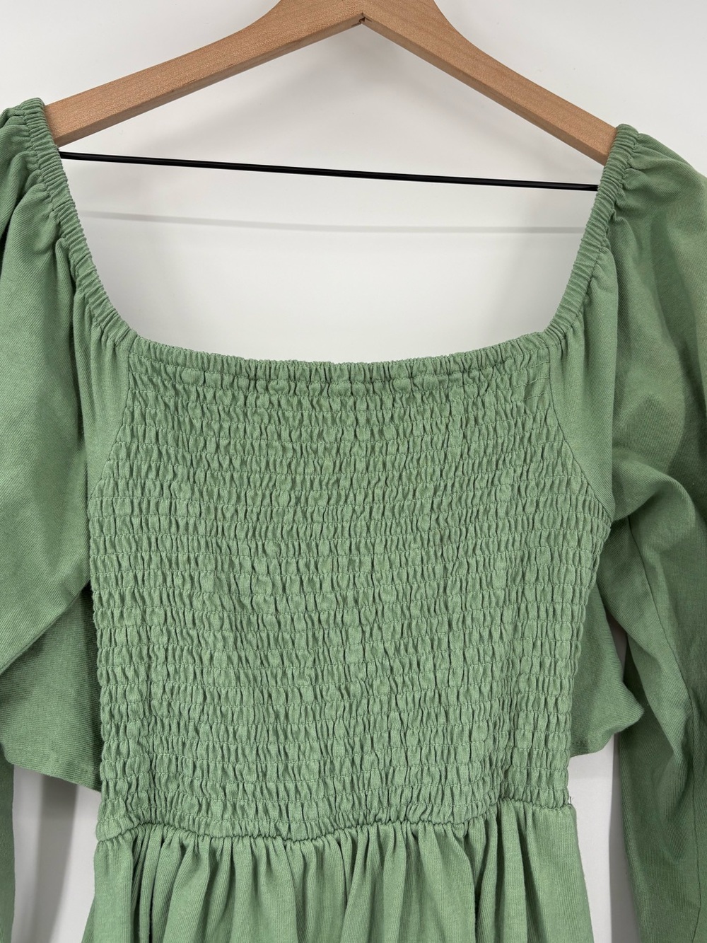 Free People/ FP Beach Colette Convertible Smocked Mini Dress Green Cotton M - Picture 5 of 11